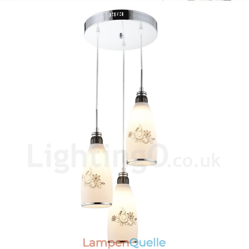 3-flammige, moderne, integrierte Pendelleuchte aus Metall