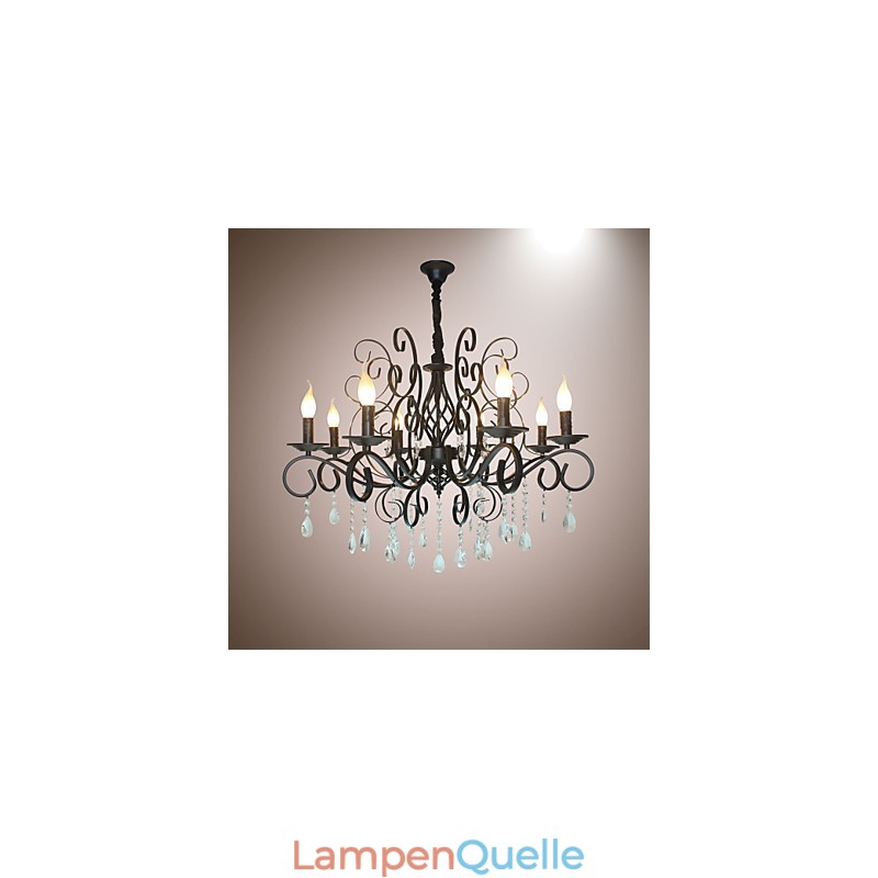 8 Kopf der europäischen Stil Kristall Lampe Metall Kronleuchter Beleuchtung