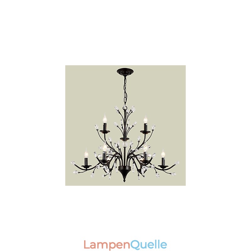 9 Lichter Kristall Kronleuchter Modern Zeitgenössisch Traditionell Klassisch Vintage Retro Country Malerei Feature