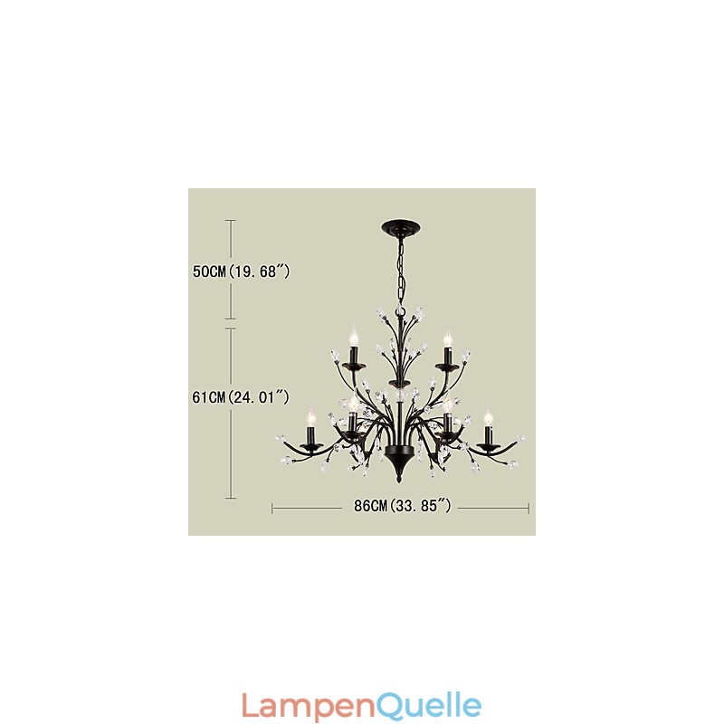 9 Lichter Kristall Kronleuchter Modern Zeitgenössisch Traditionell Klassisch Vintage Retro Country Malerei Feature