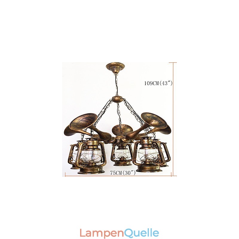 Rustikale Lodge Vintage Retro Country Globe Malerei Feature für Mini-Stil Designer Metall Kronleuchter