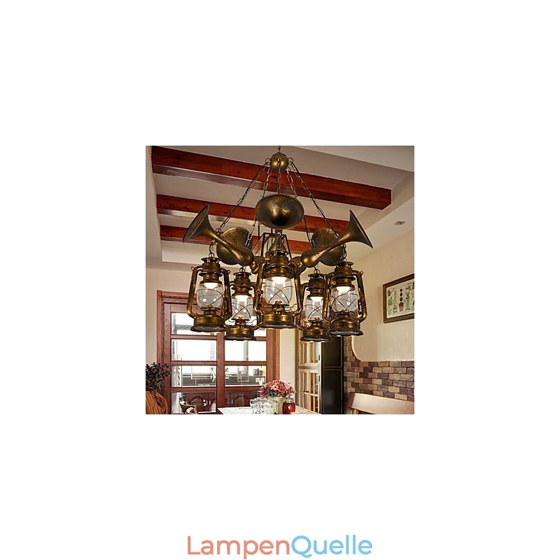 Rustikale Lodge Vintage Retro Country Globe Malerei Feature für Mini-Stil Designer Metall Kronleuchter
