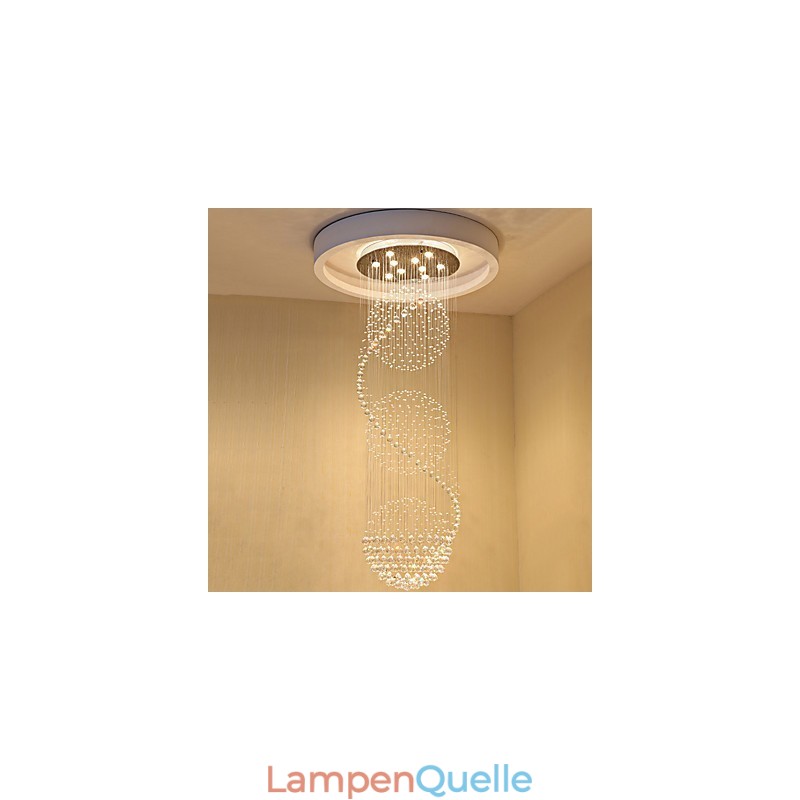 10 Lichter, 2,5 Meter Länge, langer Tropfen, Regentropfen, Teardrop, moderner Kristall-Deckenleuchter, Pendelleuchte für den Innenbereich