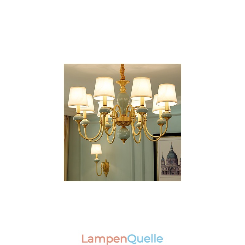 Kronleuchter, traditionell, klassisch, Landhausstil, Messing, für Mini-Stil, Metall, 8 Glühbirnen