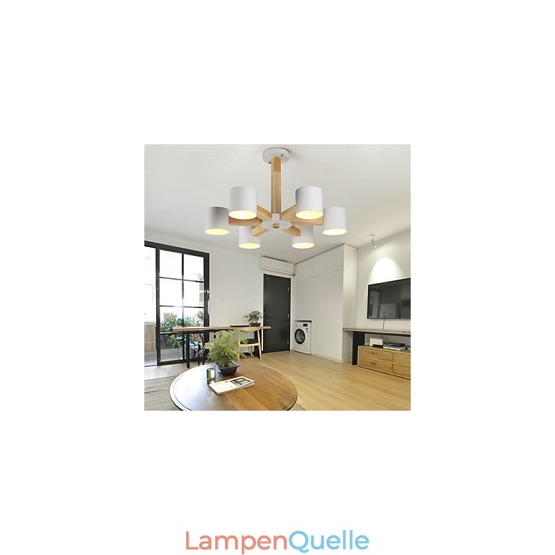 Kronleuchter mit 6 Lichtern, modern, zeitgenössisch, traditionell, klassisch, Vintage, Landhausstil, Holz-Funktion für Holz