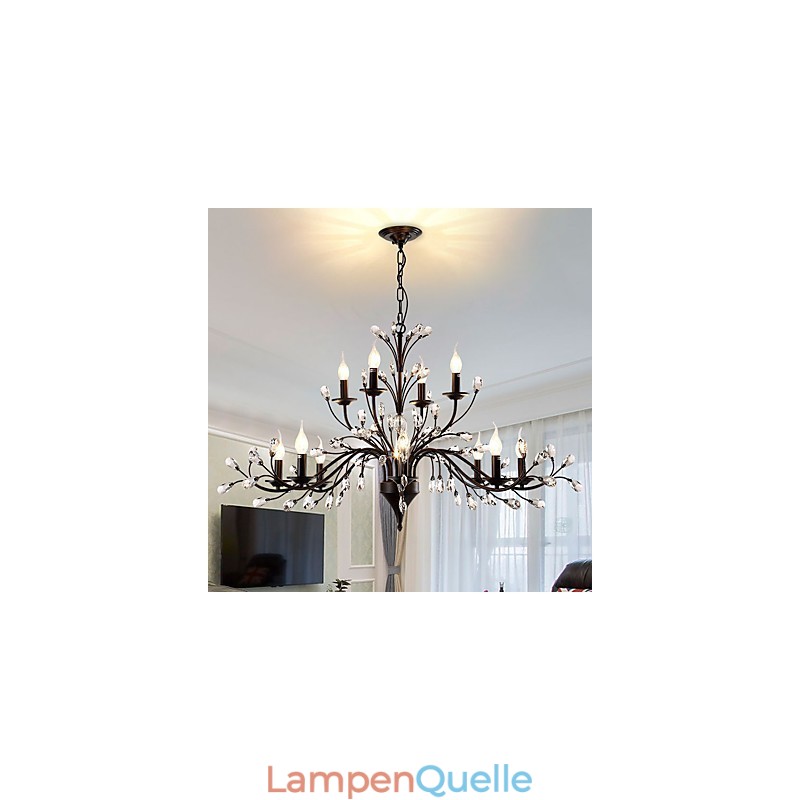 12 Lichter Kristall Kronleuchter Modern Zeitgenössisch Traditionell Klassisch Vintage Retro Country Malerei Feature
