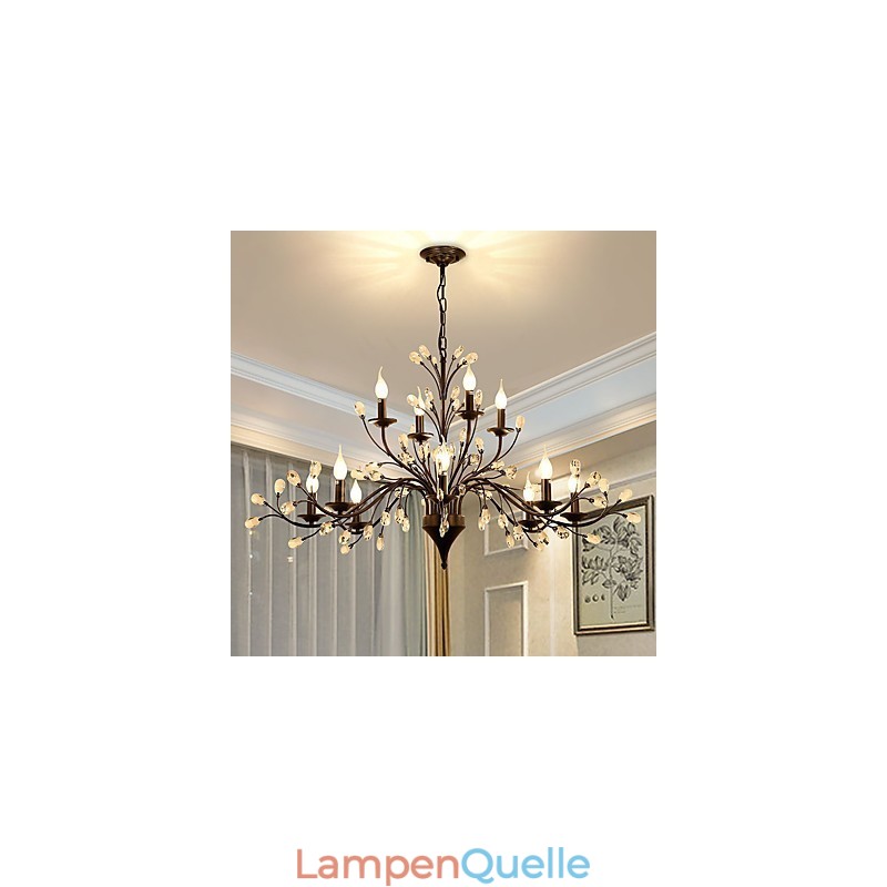 12 Lichter Kristall Kronleuchter Modern Zeitgenössisch Traditionell Klassisch Vintage Retro Country Malerei Feature