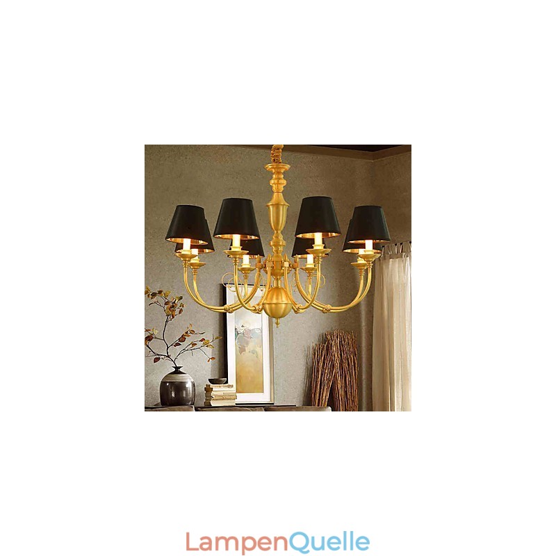 Kronleuchter, traditionell, klassisch, Landhausstil, Messing, für Mini-Stil, Metall, 8 Glühbirnen