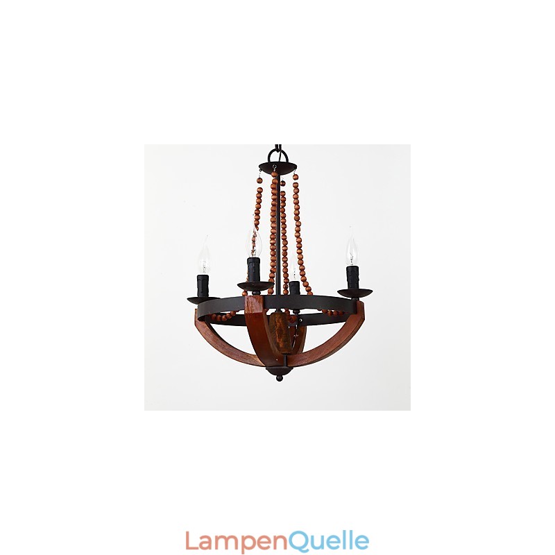 Vier Licht Vintage Malerei Feature Mini Stil Holz Bambus Kronleuchter Lampe die Dekorieren Pendelleuchte