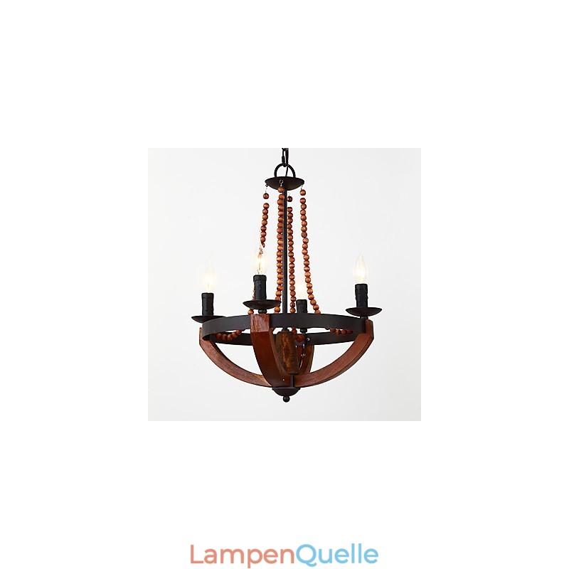 Vier Licht Vintage Malerei Feature Mini Stil Holz Bambus Kronleuchter Lampe die Dekorieren Pendelleuchte