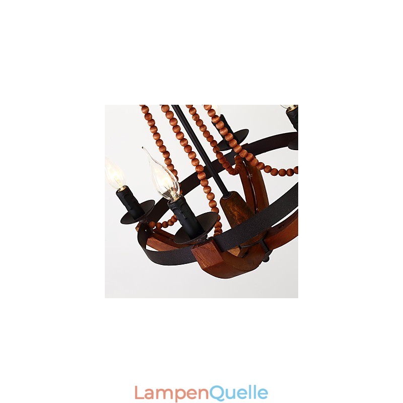 Vier Licht Vintage Malerei Feature Mini Stil Holz Bambus Kronleuchter Lampe die Dekorieren Pendelleuchte
