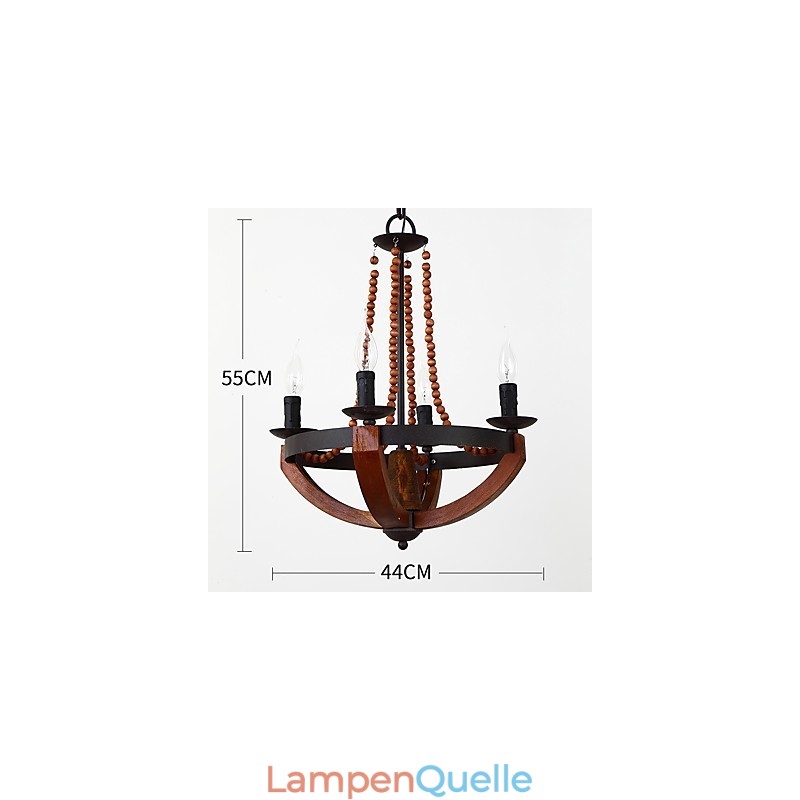 Vier Licht Vintage Malerei Feature Mini Stil Holz Bambus Kronleuchter Lampe die Dekorieren Pendelleuchte