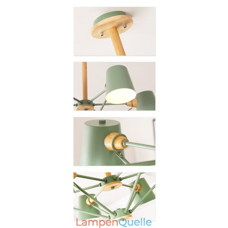 Mehrfarbiger Macaron-Holz-Kronleuchter mit Vintage-Malerei