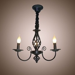 Kronleuchter im europäischen Stil 3 Lichter Kronleuchter Einfache Lichter Kreative Eisen Kerzen Lampen