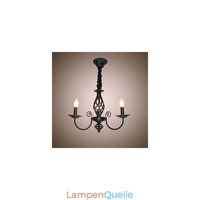 Kronleuchter im europäischen Stil 3 Lichter Kronleuchter Einfache Lichter Kreative Eisen Kerzen Lampen
