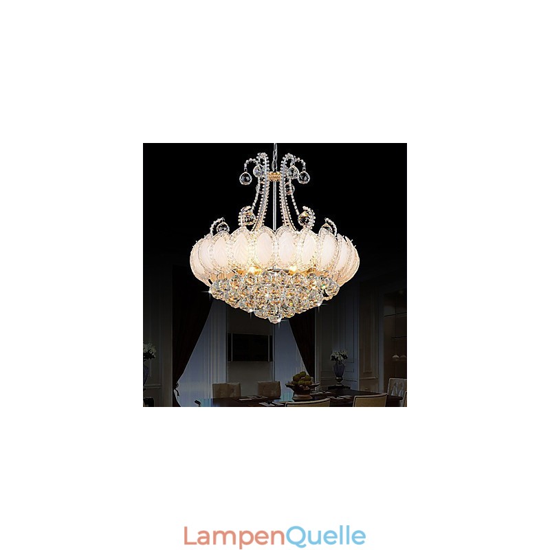 Moderner Luxus-Kronleuchter, Kristall-Pendelleuchte, Durchmesser 50 cm, enthält 8 Glühbirnen