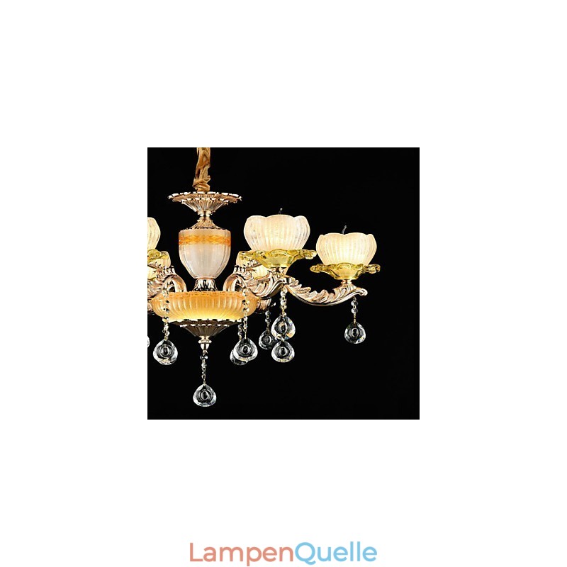 Traditionelle klassische Zinklegierung für Kronleuchter aus Kristall im Mini-Stil mit 6 Glühbirnen