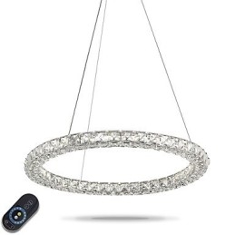 Moderne Ring Kristall Pendelleuchte Kristall Kronleuchter Deckenleuchte Innenleuchten Leuchten Dimmbar mit Fernbedienung