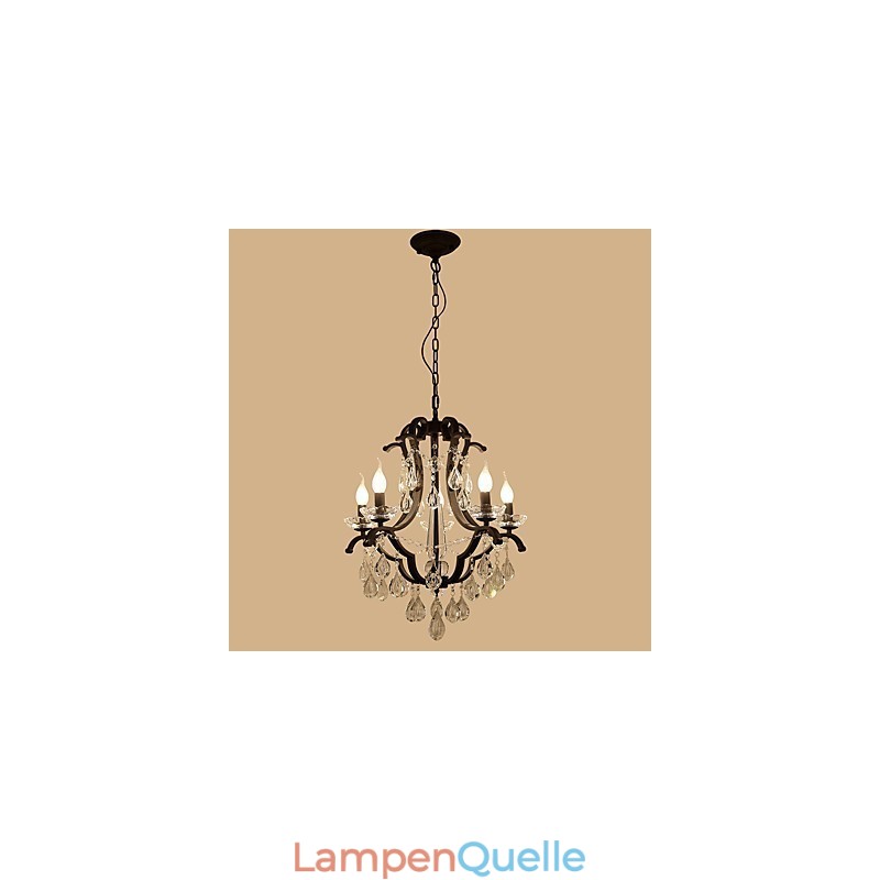 5 Lichter Kristall Kronleuchter Modern Zeitgenössisch Traditionell Klassisch Rustikal Lodge Vintage Retro Laterne Trommel Land Malerei