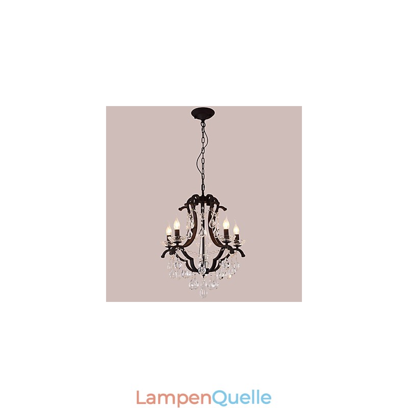 5 Lichter Kristall Kronleuchter Modern Zeitgenössisch Traditionell Klassisch Rustikal Lodge Vintage Retro Laterne Trommel Land Malerei