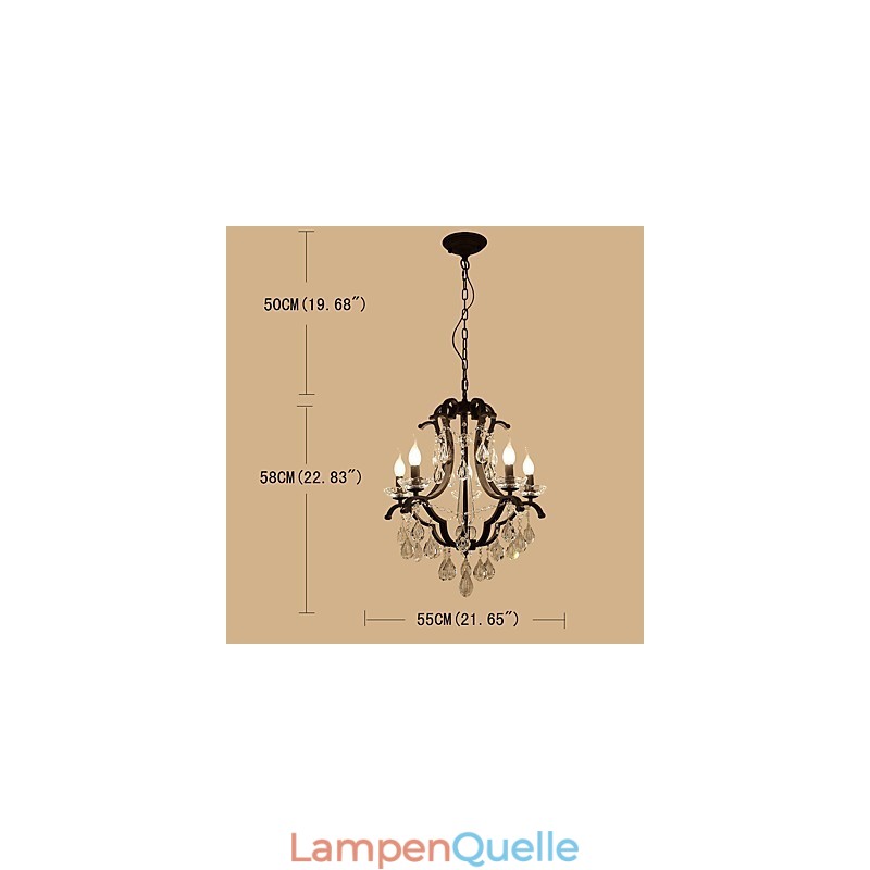 5 Lichter Kristall Kronleuchter Modern Zeitgenössisch Traditionell Klassisch Rustikal Lodge Vintage Retro Laterne Trommel Land Malerei