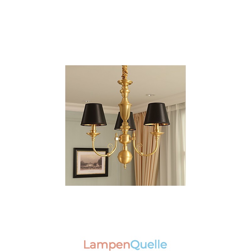 Kronleuchter, traditionell, klassisch, Landhausstil, Messing, Metall, 3 Glühbirnen