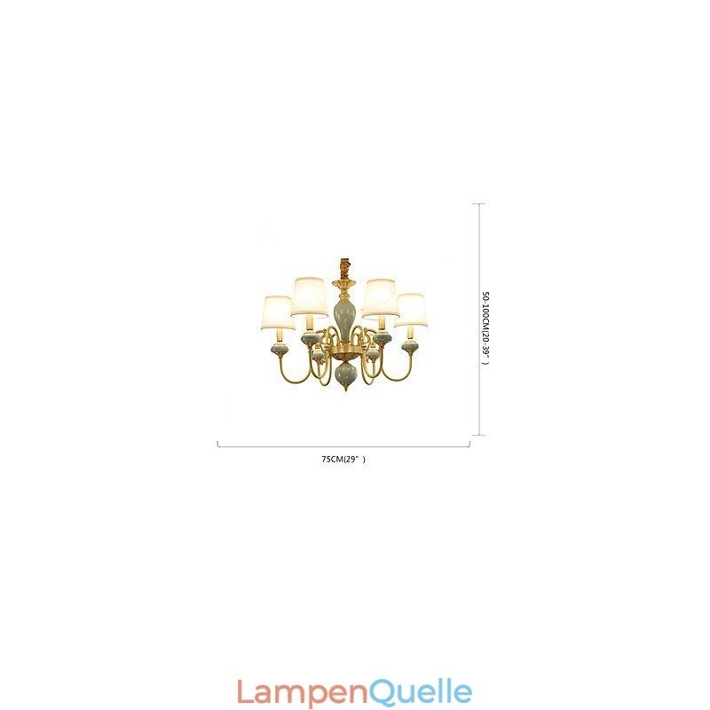 Kronleuchter, traditionell, klassisch, Landhausstil, Messing, Metall, 6 Glühbirnen