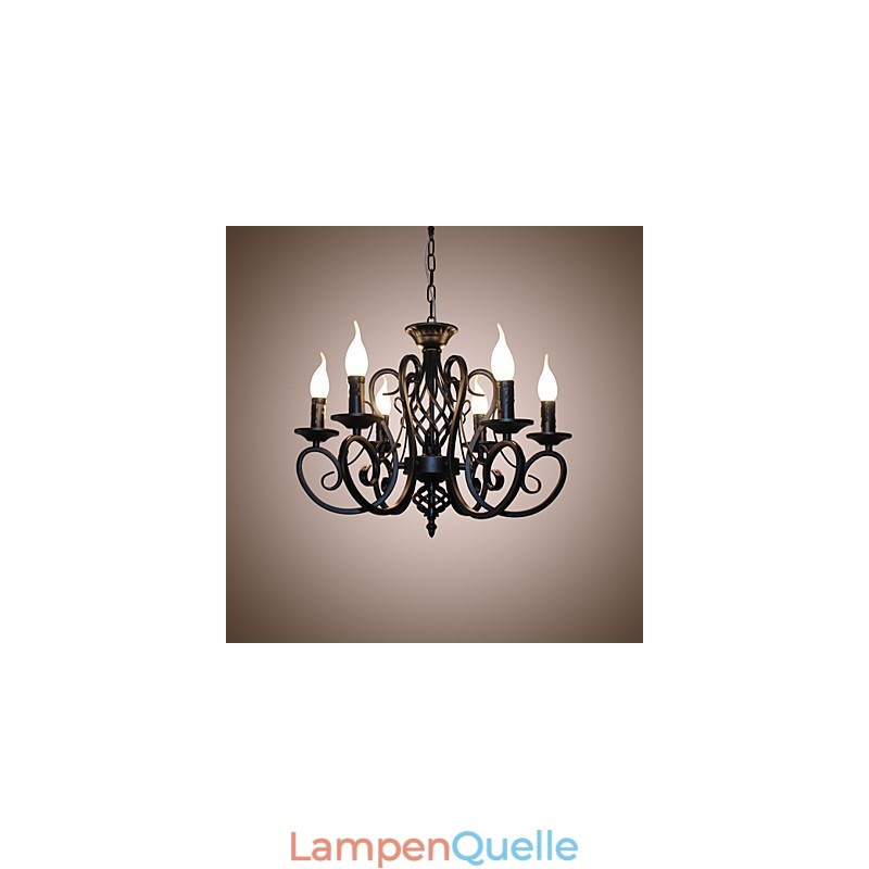 Kronleuchter im europäischen Stil, Esszimmerbeleuchtung, einfache Originalität, innovative Kerzen, 6 Lichter