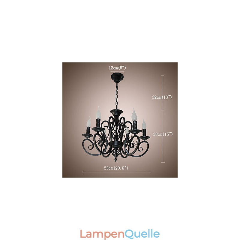 Kronleuchter im europäischen Stil, Esszimmerbeleuchtung, einfache Originalität, innovative Kerzen, 6 Lichter