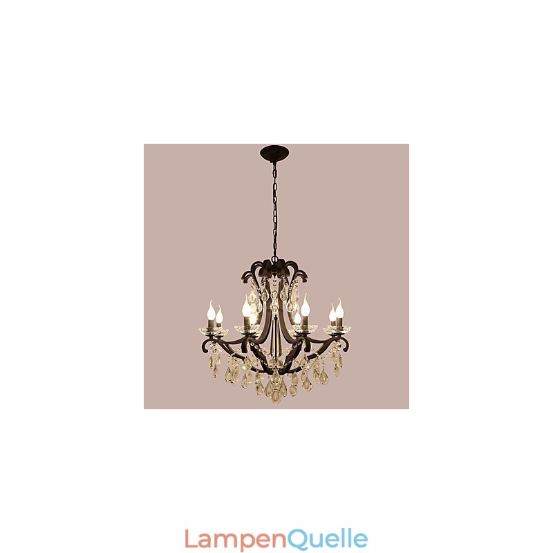 8 Lichter Kristall Kronleuchter Modern Zeitgenössisch Traditionell Klassisch Rustikal Lodge Vintage Retro Laterne Trommel Land Malerei