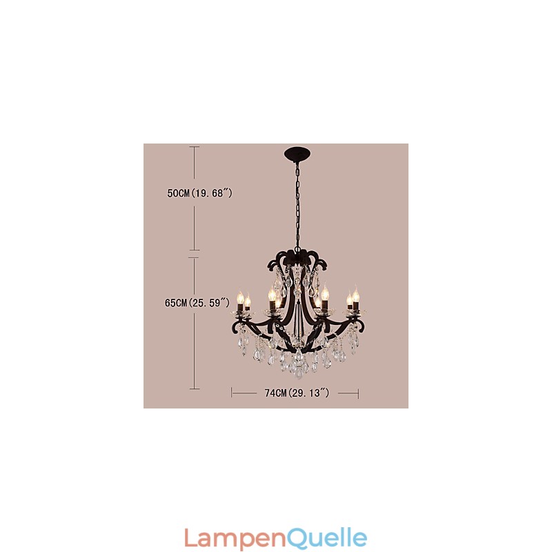 8 Lichter Kristall Kronleuchter Modern Zeitgenössisch Traditionell Klassisch Rustikal Lodge Vintage Retro Laterne Trommel Land Malerei