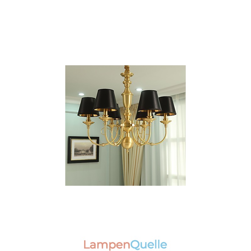 Kronleuchter, traditionell, klassisch, Landhausstil, Messing, Metall, 6 Glühbirnen