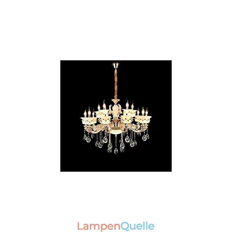 Traditioneller klassischer Kronleuchter aus Zinklegierung für Kristall im Mini-Stil aus Metall für den Innen- und Gartenbereich mit 15 Glühbirnen