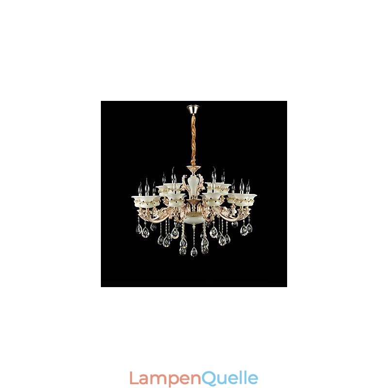 Traditioneller klassischer Kronleuchter aus Zinklegierung für Kristall im Mini-Stil aus Metall für den Innen- und Gartenbereich mit 15 Glühbirnen