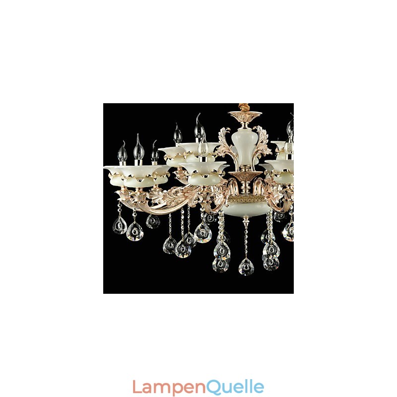 Traditioneller klassischer Kronleuchter aus Zinklegierung für Kristall im Mini-Stil aus Metall für den Innen- und Gartenbereich mit 15 Glühbirnen