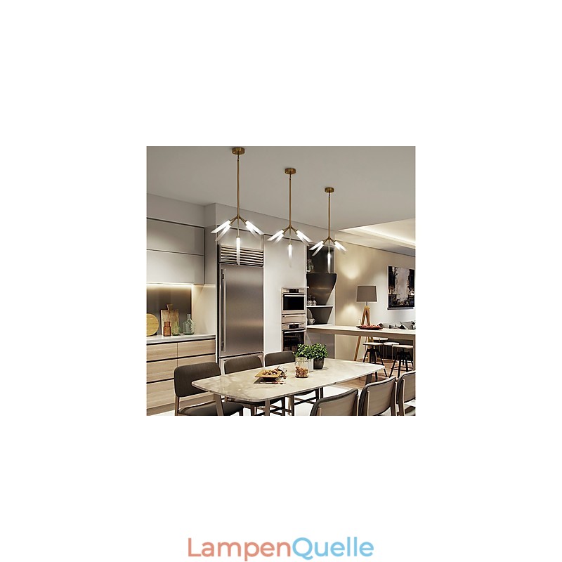 5-flammiger Mini-Kronleuchter im modernen, zeitgenössischen Stil