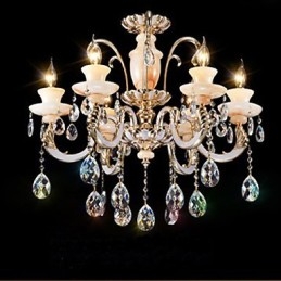 Europäische Hochwertige Jade Kristall Pendelleuchte Atmosphäre Zinklegierung Pendelleuchte Kerze Kristalllampe