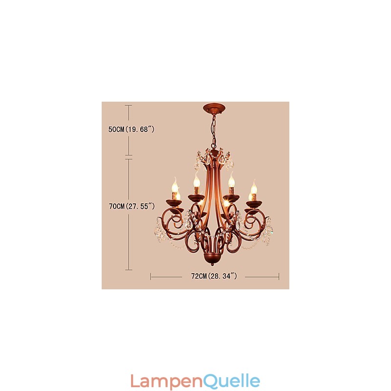 8 Lichter Kronleuchter Modern Zeitgenössisch Traditionell Lodge Vintage Retro Country Malerei Feature für Kristall Metall