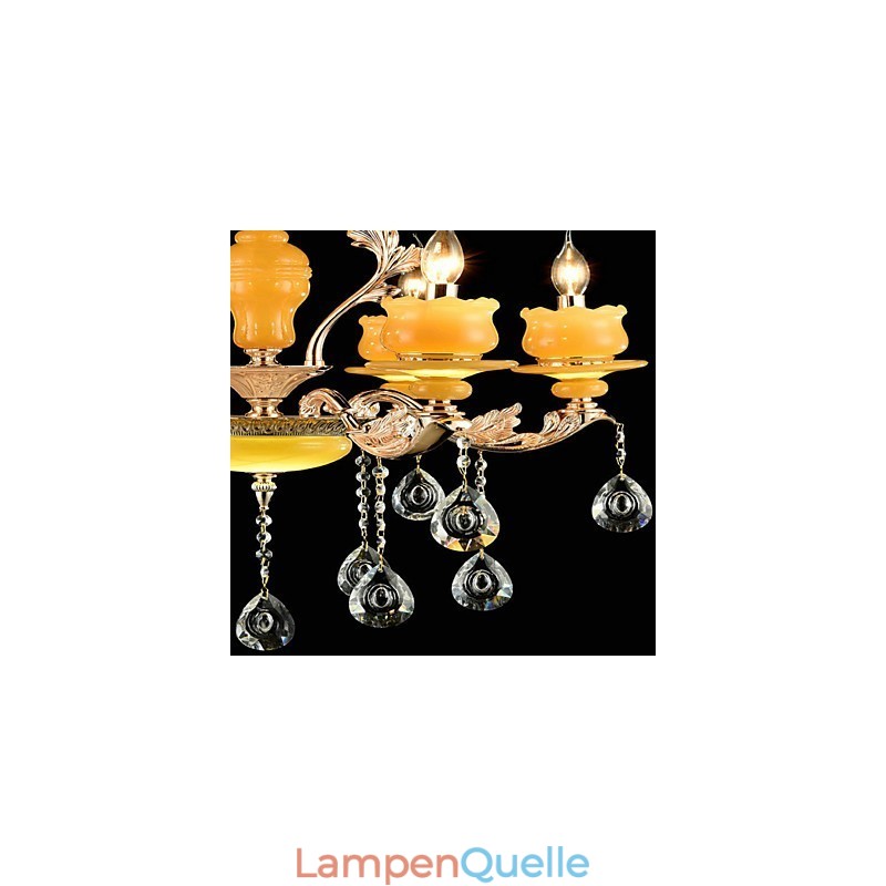 Traditionelle klassische Zinklegierung für Kronleuchter aus Kristall im Mini-Stil mit 6 Glühbirnen
