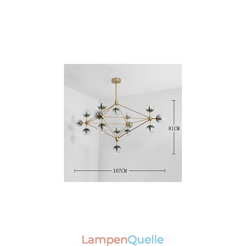 Fünfzehn Licht Postmodernen Europa Stil Modo Metall Glas Pendelleuchte das Foyer Schmücken Industrielle Kronleuchter Lampe