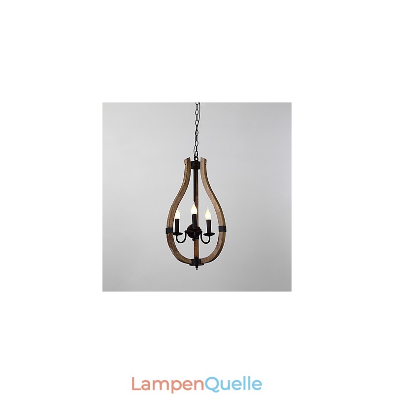 Drei Licht Vintage Malerei Feature Mini Stil Holz Bambus Kronleuchter Lampe die Dekorieren Pendelleuchte
