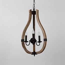 Drei Licht Vintage Malerei Feature Mini Stil Holz Bambus Kronleuchter Lampe die Dekorieren Pendelleuchte