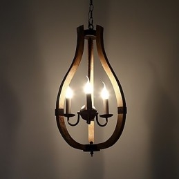 Drei Licht Vintage Malerei Feature Mini Stil Holz Bambus Kronleuchter Lampe die Dekorieren Pendelleuchte
