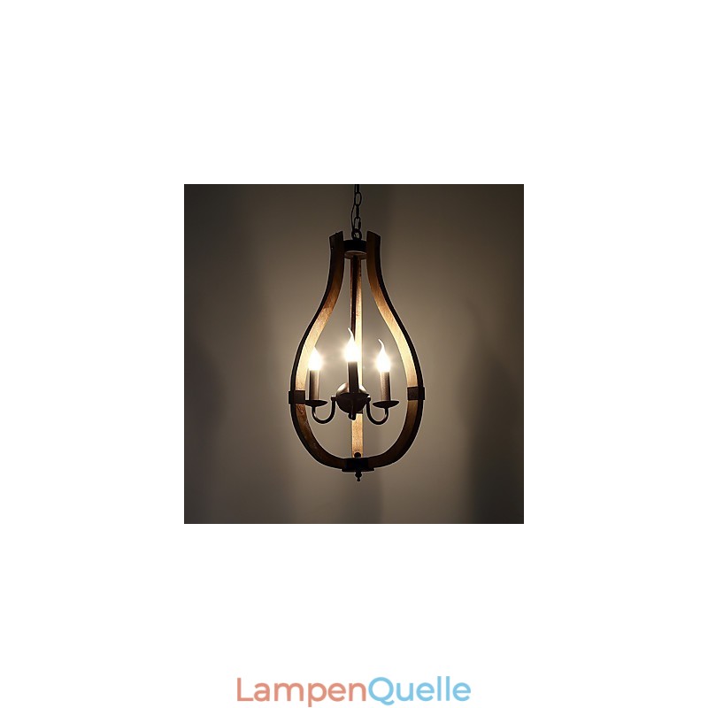 Drei Licht Vintage Malerei Feature Mini Stil Holz Bambus Kronleuchter Lampe die Dekorieren Pendelleuchte