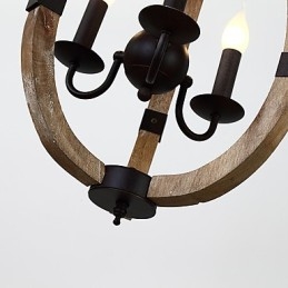 Drei Licht Vintage Malerei Feature Mini Stil Holz Bambus Kronleuchter Lampe die Dekorieren Pendelleuchte