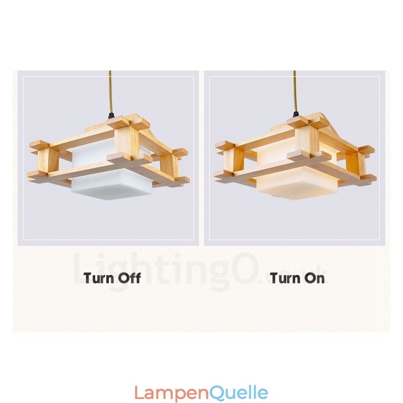 1 Licht Holz Moderne zeitgenössische Pendelleuchte im nordischen Stil mit Glasschirm