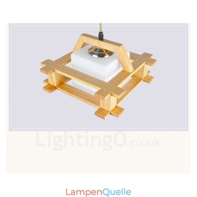 1 Licht Holz Moderne zeitgenössische Pendelleuchte im nordischen Stil mit Glasschirm