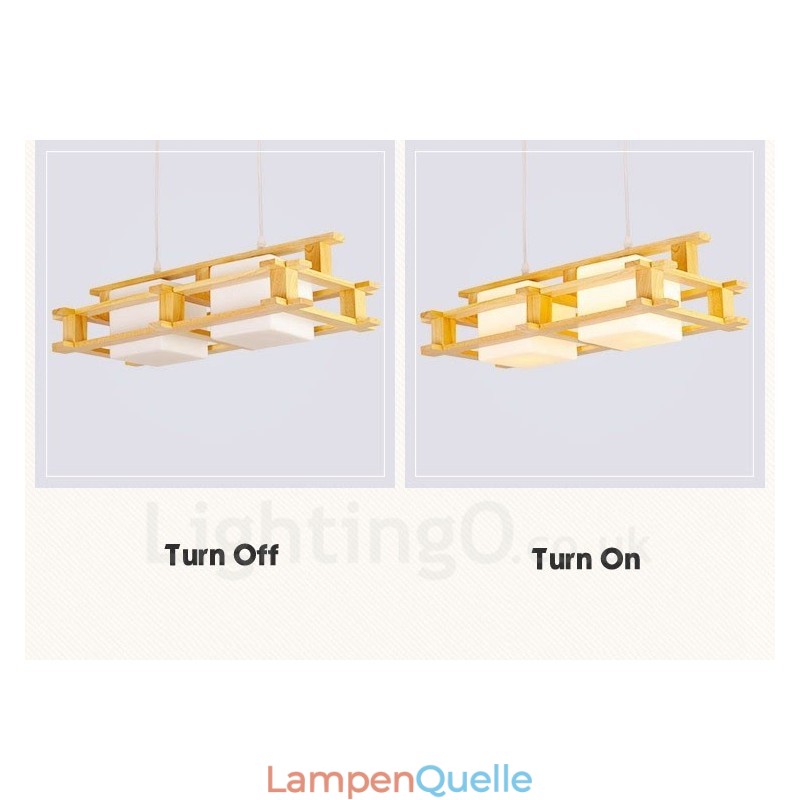 2-flammige Pendelleuchte aus Holz, modern und im nordischen Stil, mit Glasschirm