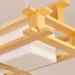 2-flammige Pendelleuchte aus Holz, modern und im nordischen Stil, mit Glasschirm