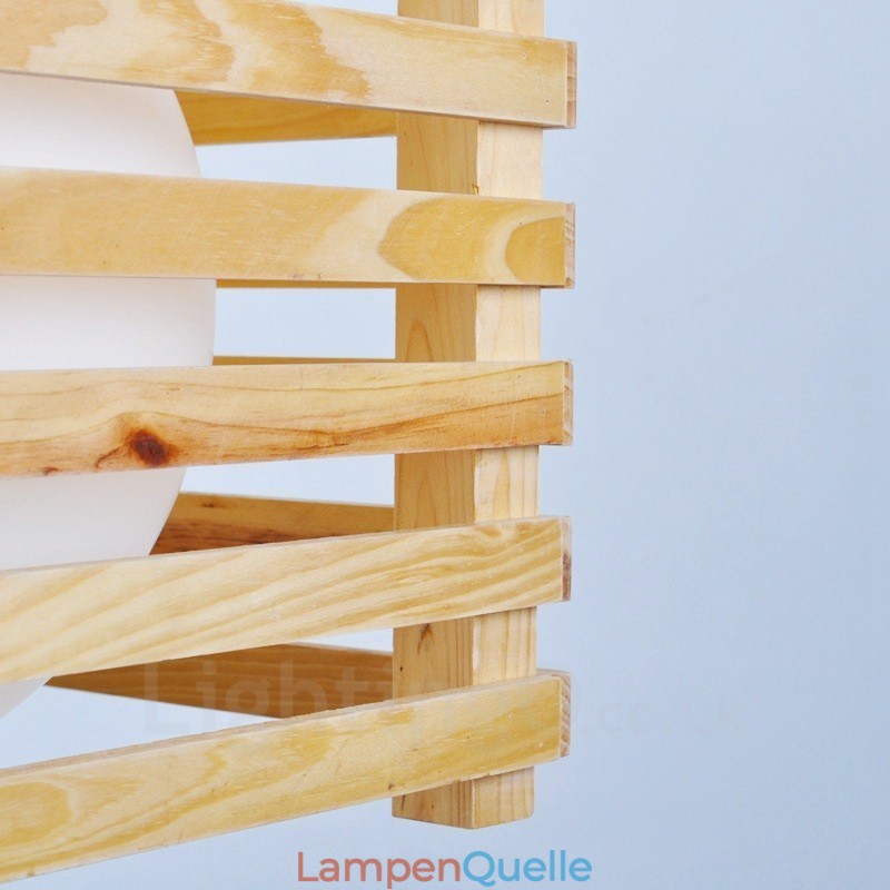 1 Licht Holz Moderne zeitgenössische Pendelleuchte im nordischen Stil mit Glasschirm